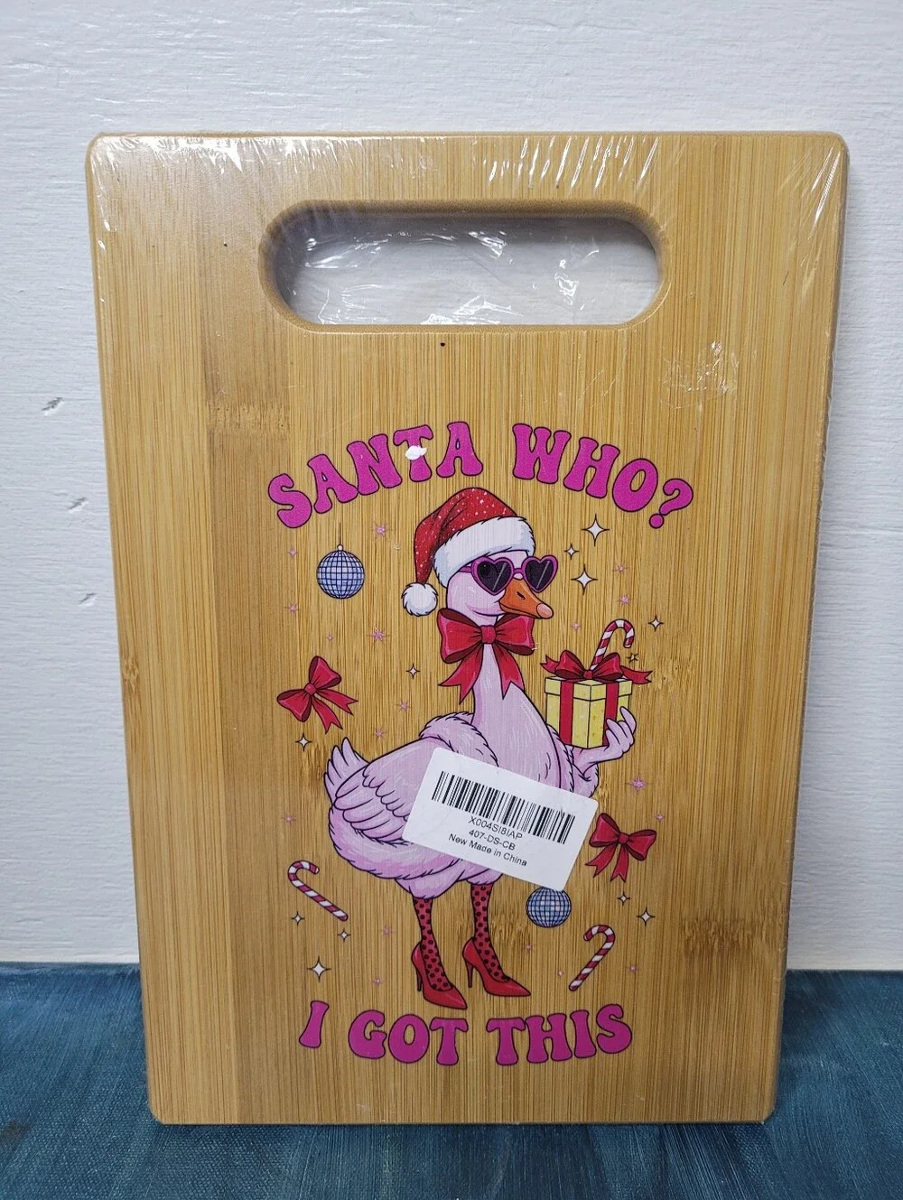 Flamingo Christmas Bamboo Cutting Board New